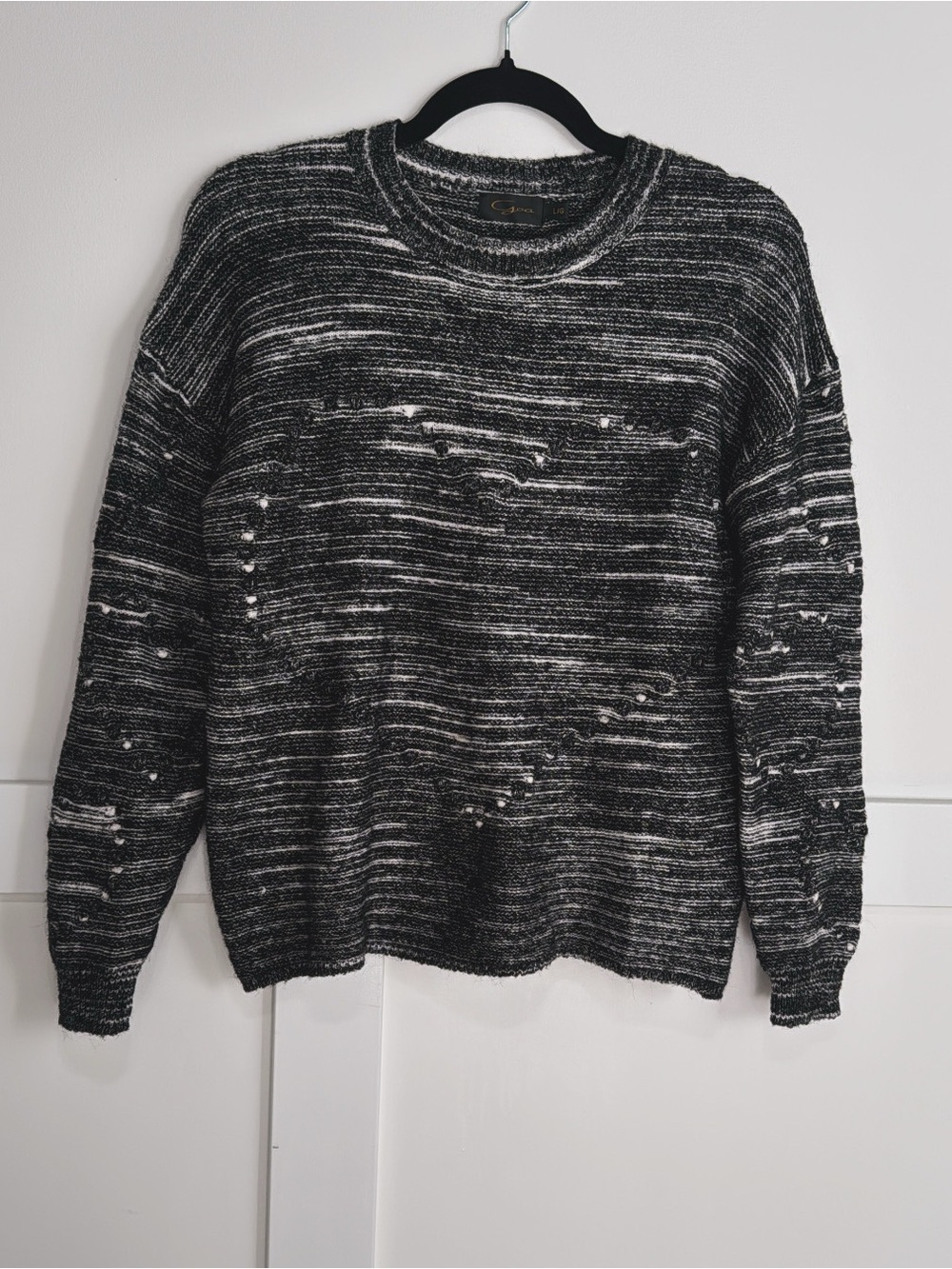 GOA Relaxed Black & White Marled Crewneck Sweater
